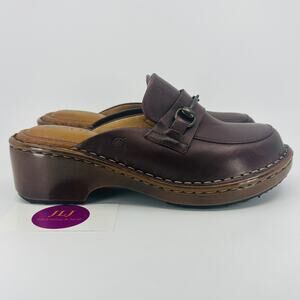 Born Women's Tally Burgundy Leather Horsebit Loafer Clogs BR0062047 Size 8